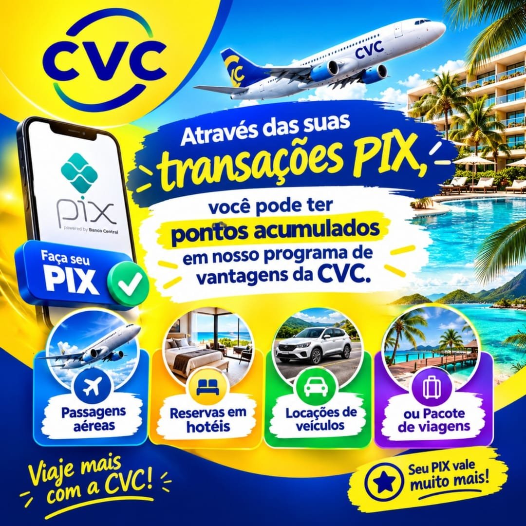Através das suas transações PIX, pontos acumulados no programa de vantagens CVC